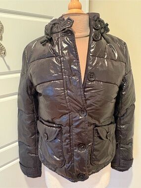 NWT BITTEN By Sarah Jessica Parker Blk Plastic Bag/Down Blend Puffer Jacket S